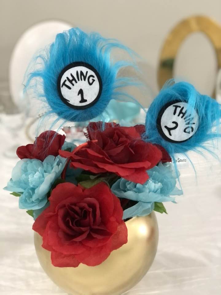 Thing one and Thing 2 table centerpiece